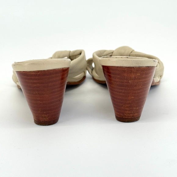 Matisse Leather Heeled Sandals Sz 7.5 Made in Brazil Y2K Retro Cone Kitten Heel - Picture 5 of 10